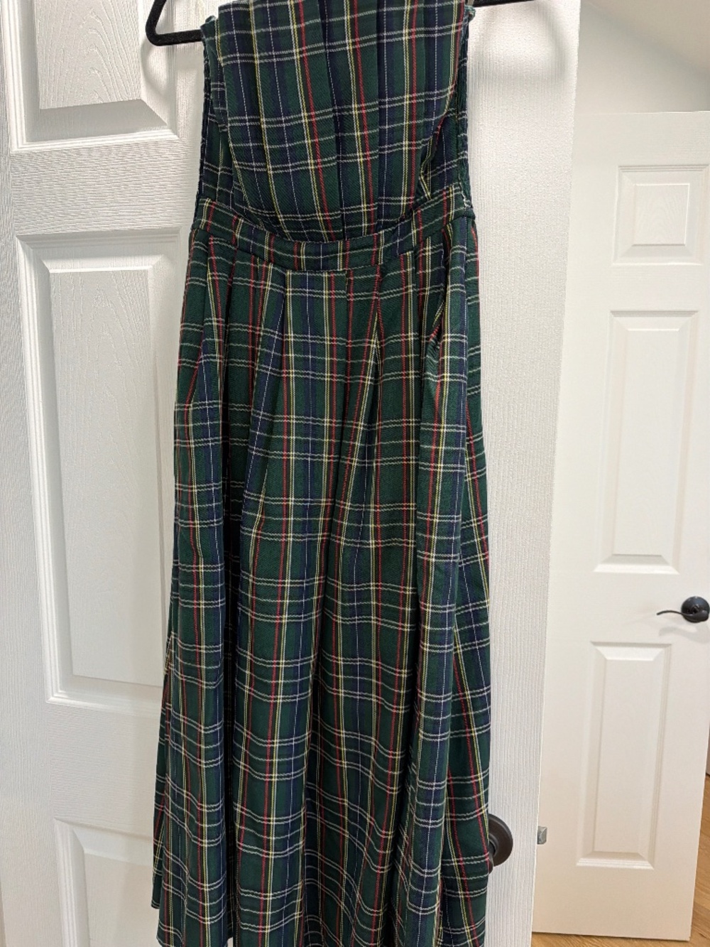 Christmas plaid strapless dtess
